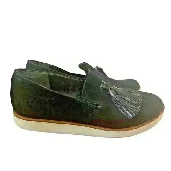 Via Spiga Sz 7 Suede Tassle Loafers Dark Academia Preppy Office Comfort - Picture 8 of 12